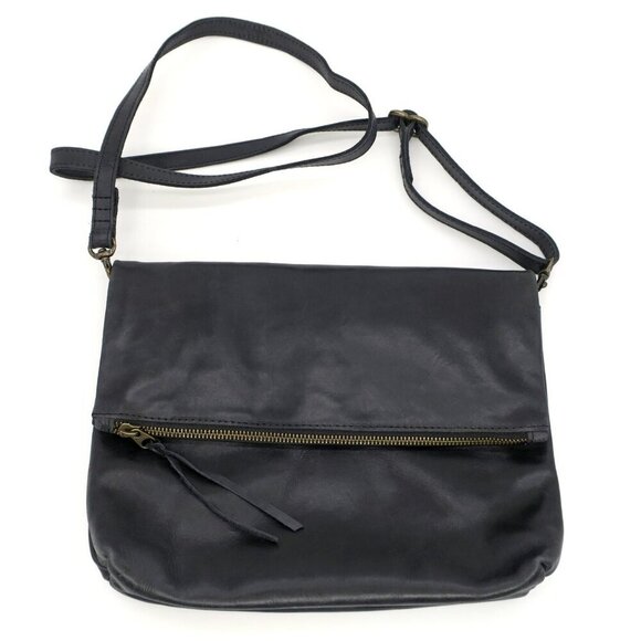 ABLE Local & Global Emnet Black Leather Flap Foldover Crossbody Bag Purse - Picture 1 of 8